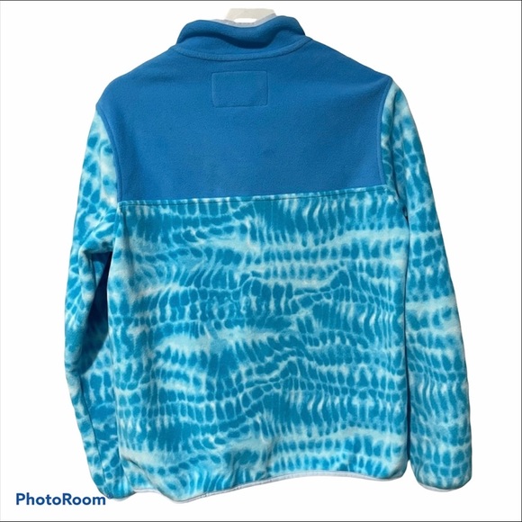 Lands End Tie Dye Quarter Snap Heritage Fleece Pullover - Picture 3 of 5